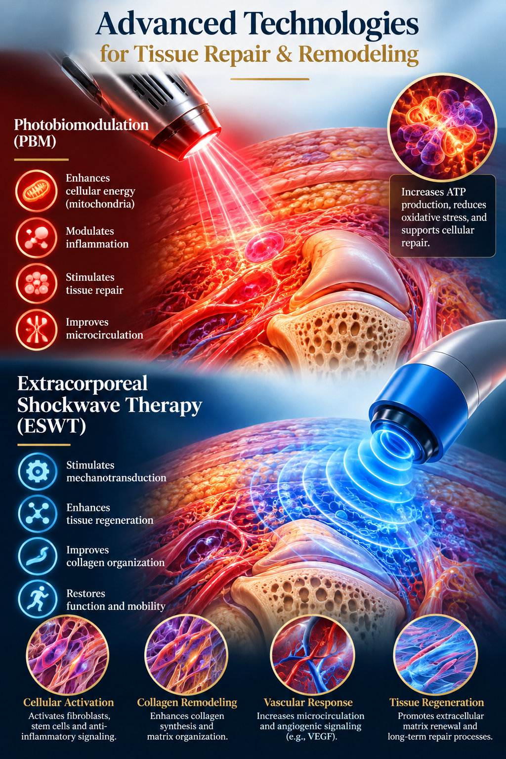 Photobiomodulation and Extracorporeal Shockwave Therapy
